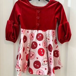 Red and Pink Emoji Dress 2T